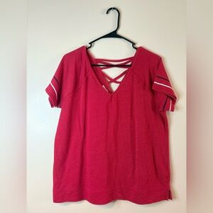 BUNDLE ONLY: Maurices Red Strappy Back Short Sleeve French Terry Top EUC